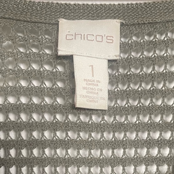 Chico's Mesh Top Army Green Size 1 - Picture 2 of 8